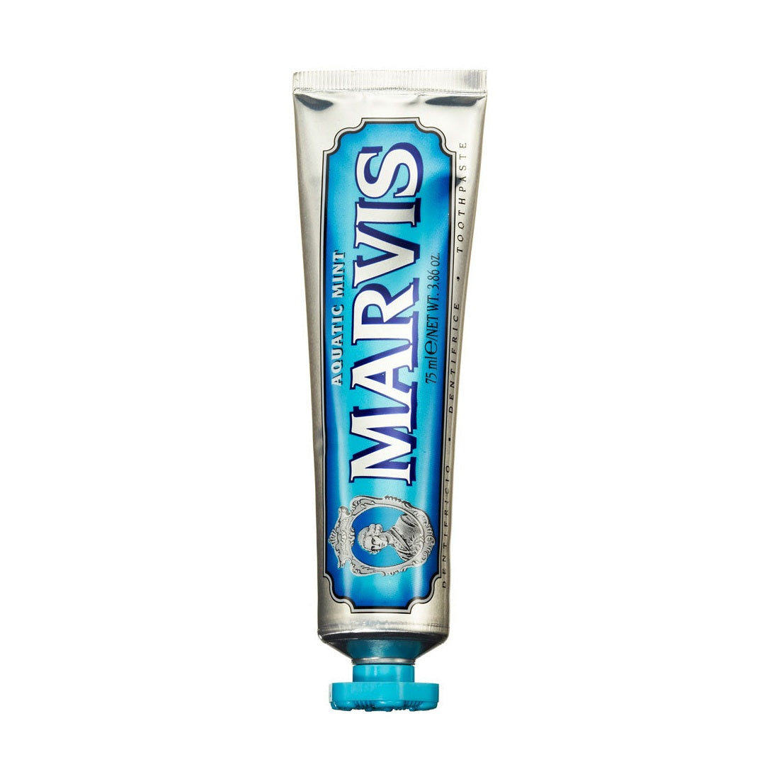 Marvis toothpaste tube on a white background