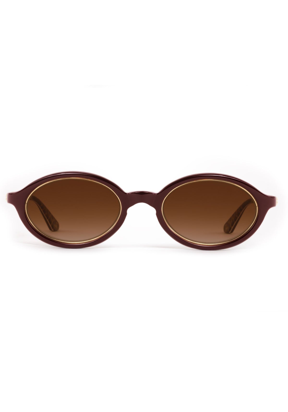 Oval brown sunglasses with brown gradient lenses
