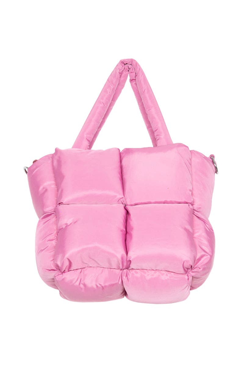 Rose Pink Quilted Puffer Tote