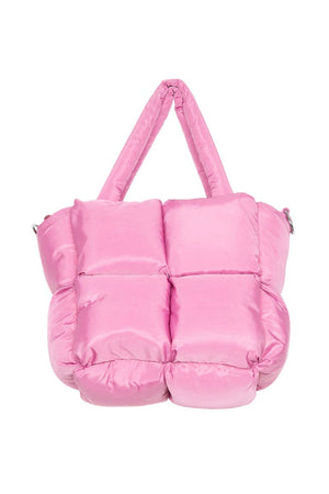 Rose Pink Quilted Puffer Tote