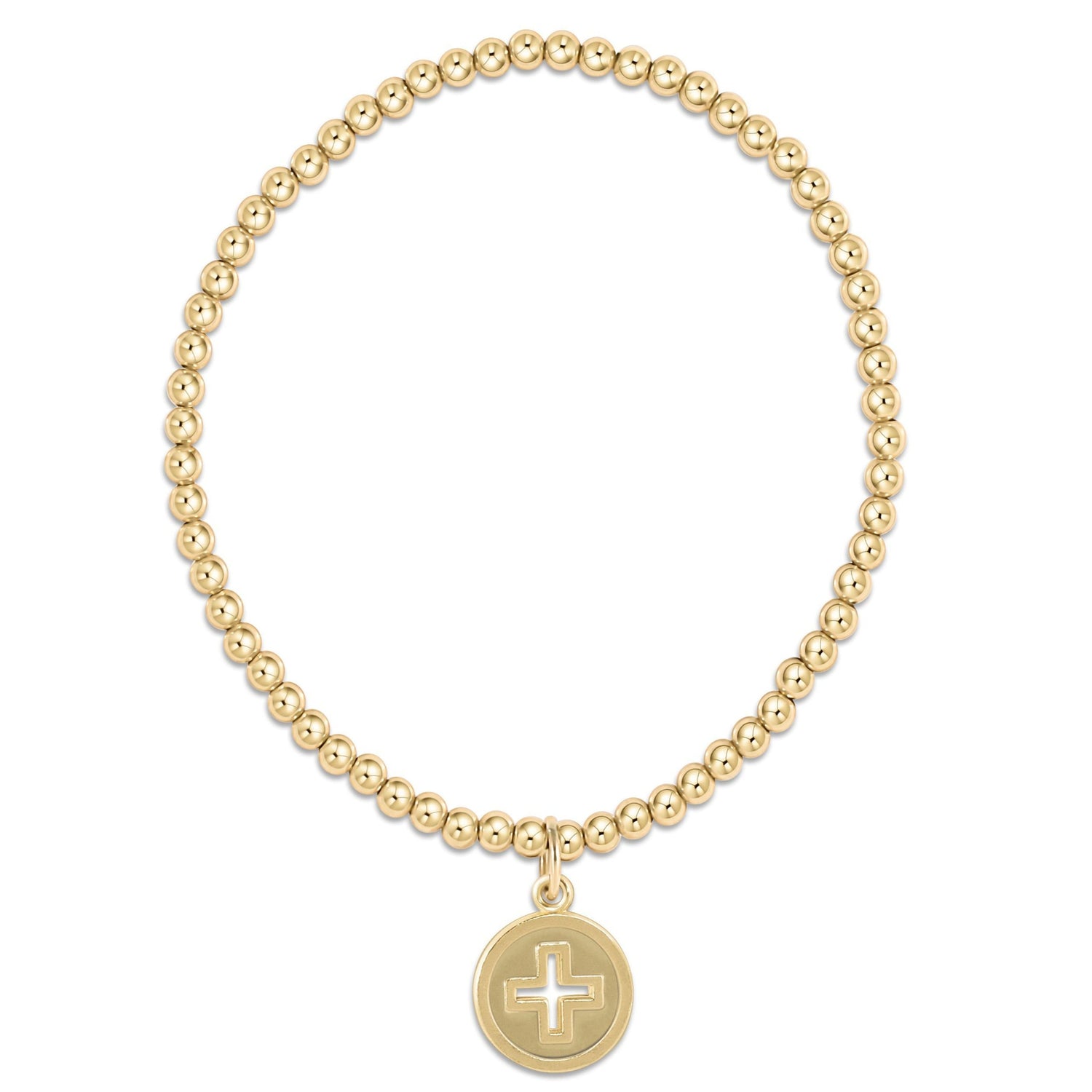Gold 3mm Bracelet Cross Gold Disc