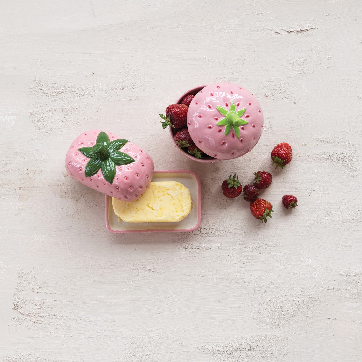 Hand Painted Ceramic Strawberry Jar
