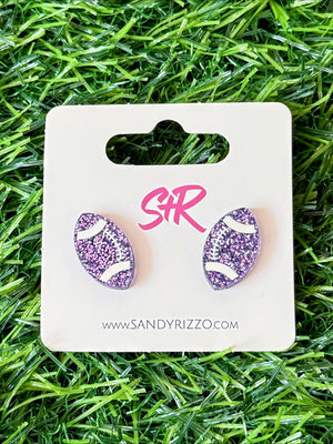 Lavender Glitter Acrylic Football Studs