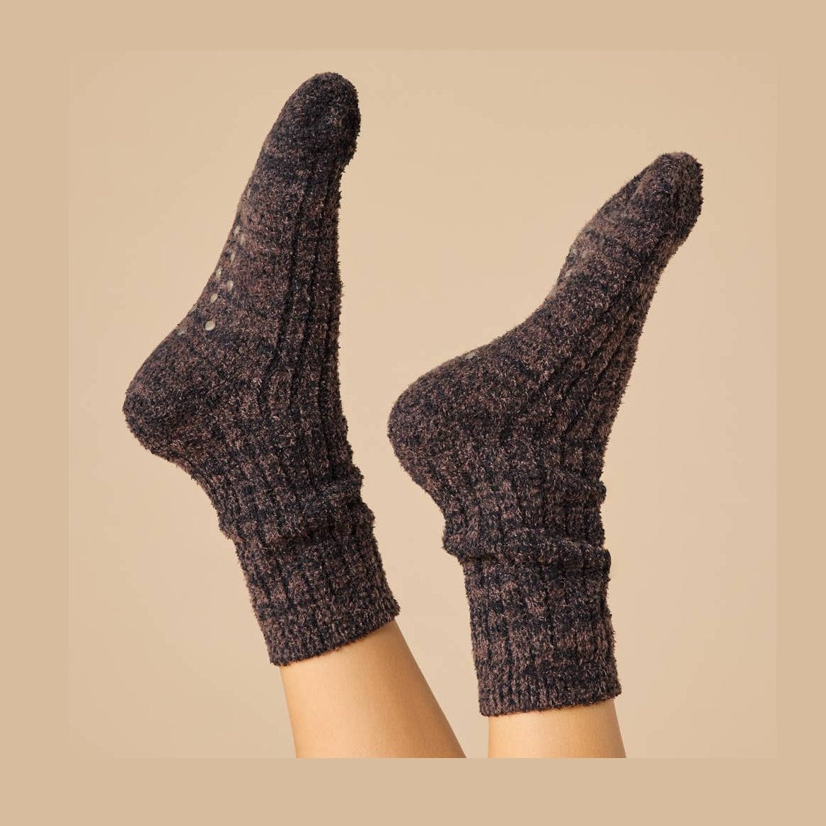 Marshmallow Crew Socks- Dk Espresso