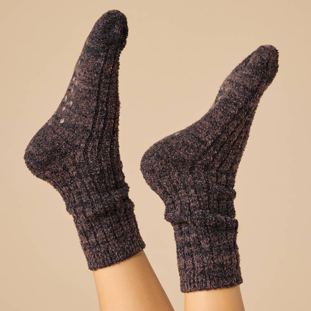 Marshmallow Crew Socks- Dk Espresso