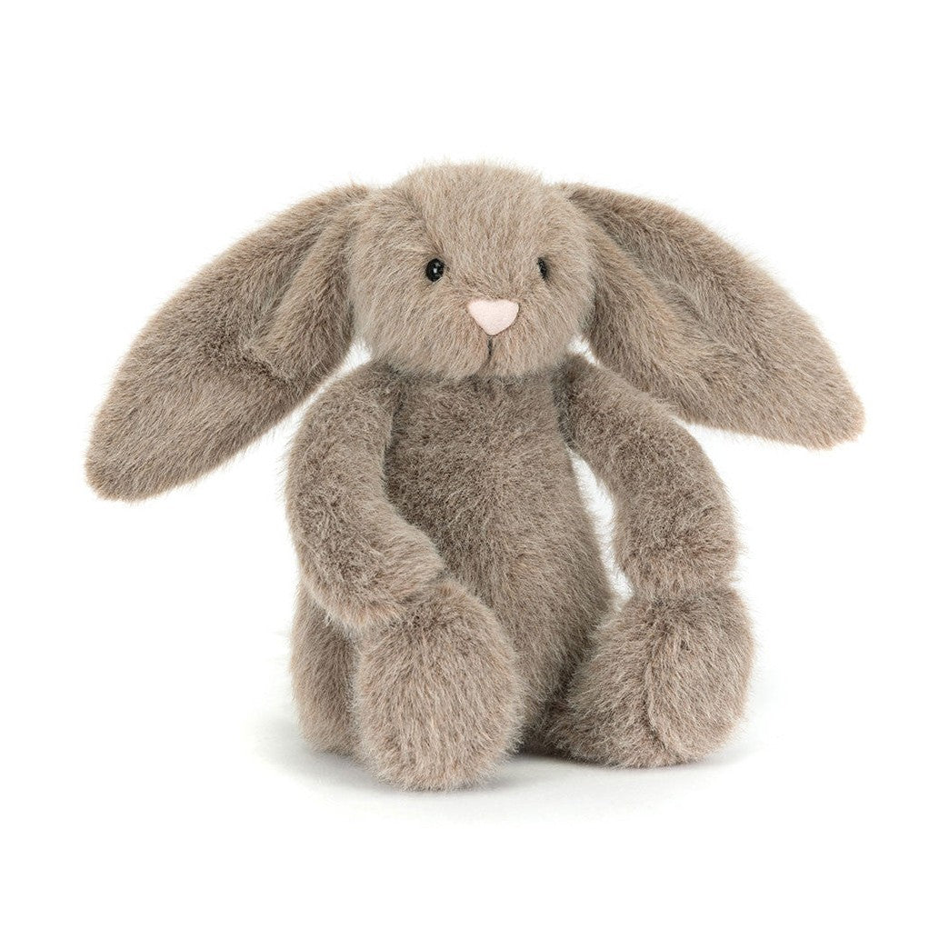 Plush bunny toy with long ears on a white background