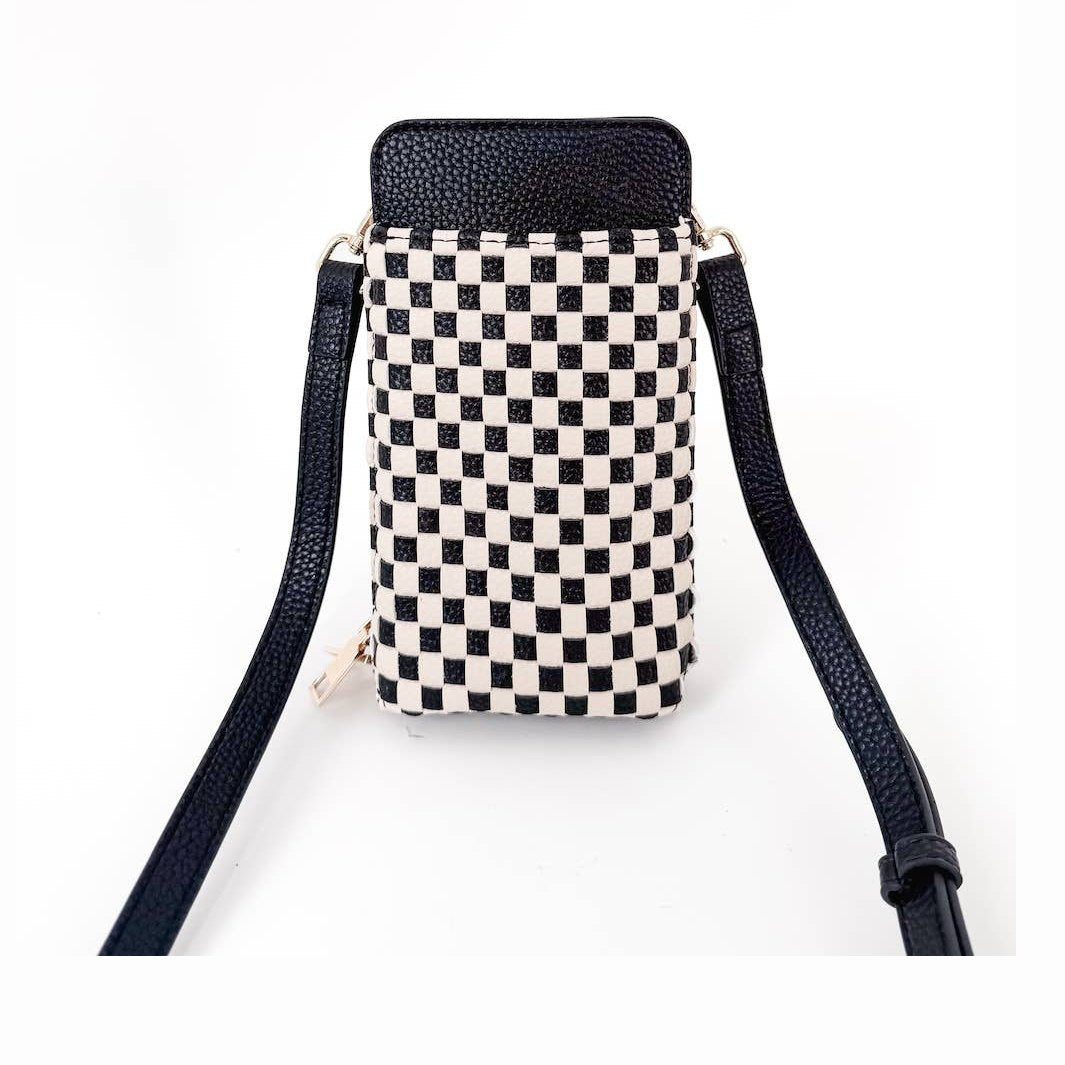 Checkered Black - Woven Double Duty Phone Bag