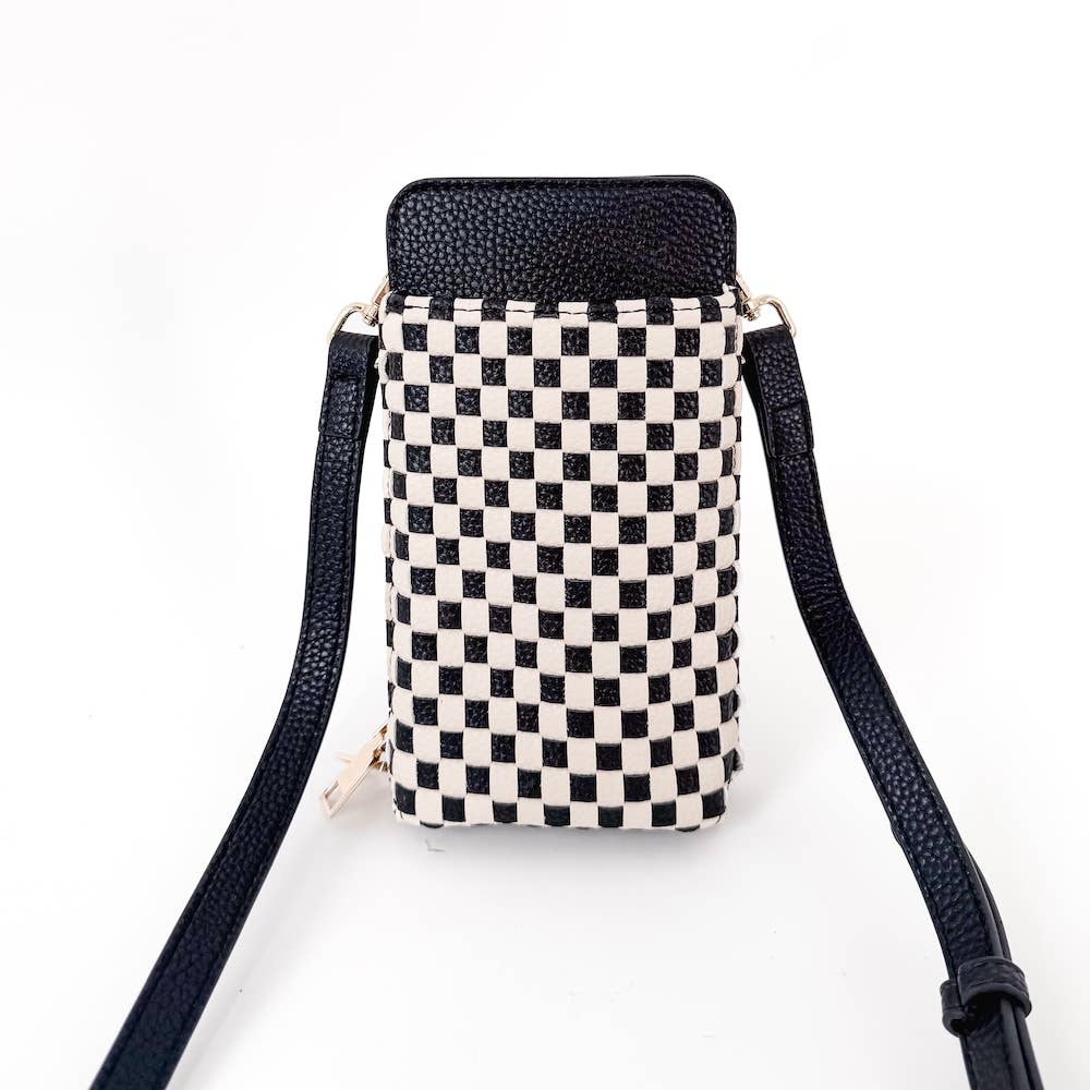 Checkered Black - Woven Double Duty Phone Bag