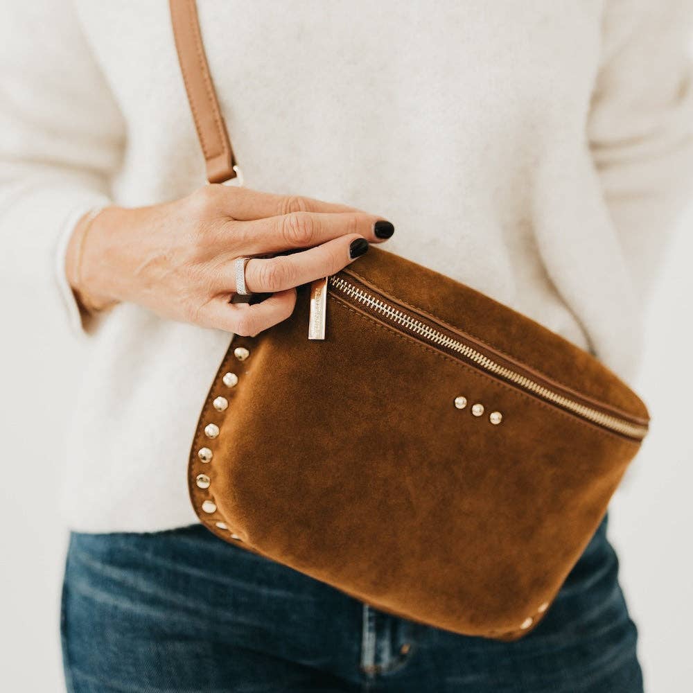 Camel - Sabrina Studded Suede Bum Bag