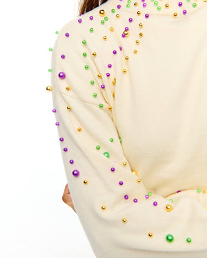 Mardi Gras Pearl Sweater