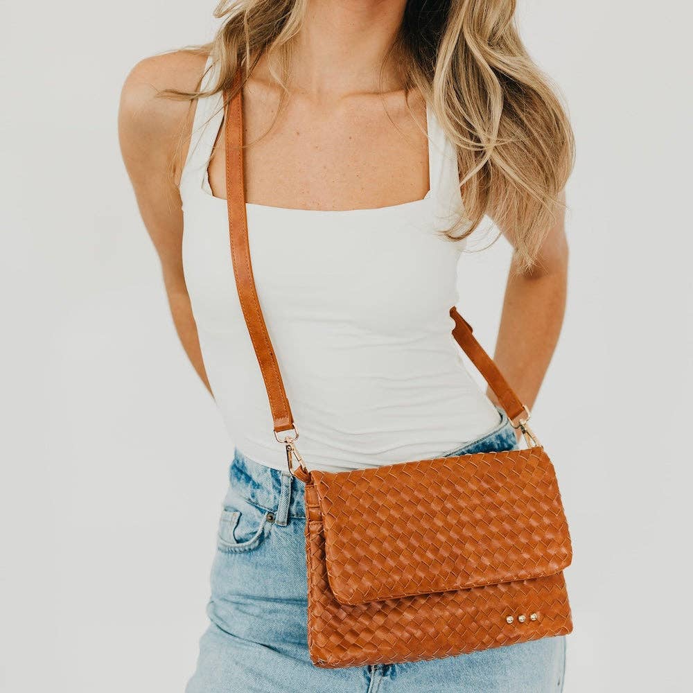 Brown - Wrenlee Woven Flap Crossbody