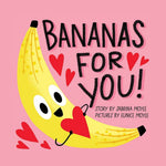 Book cover with a cartoon banana holding a heart and text 'Bananas for You!' on a pink background.