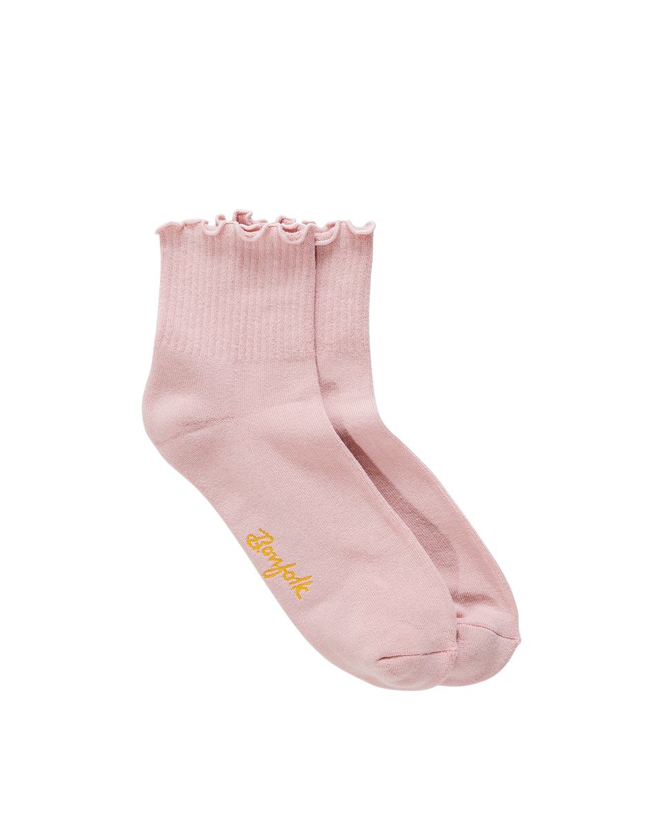 Socks - Pink Ruffle Quarter