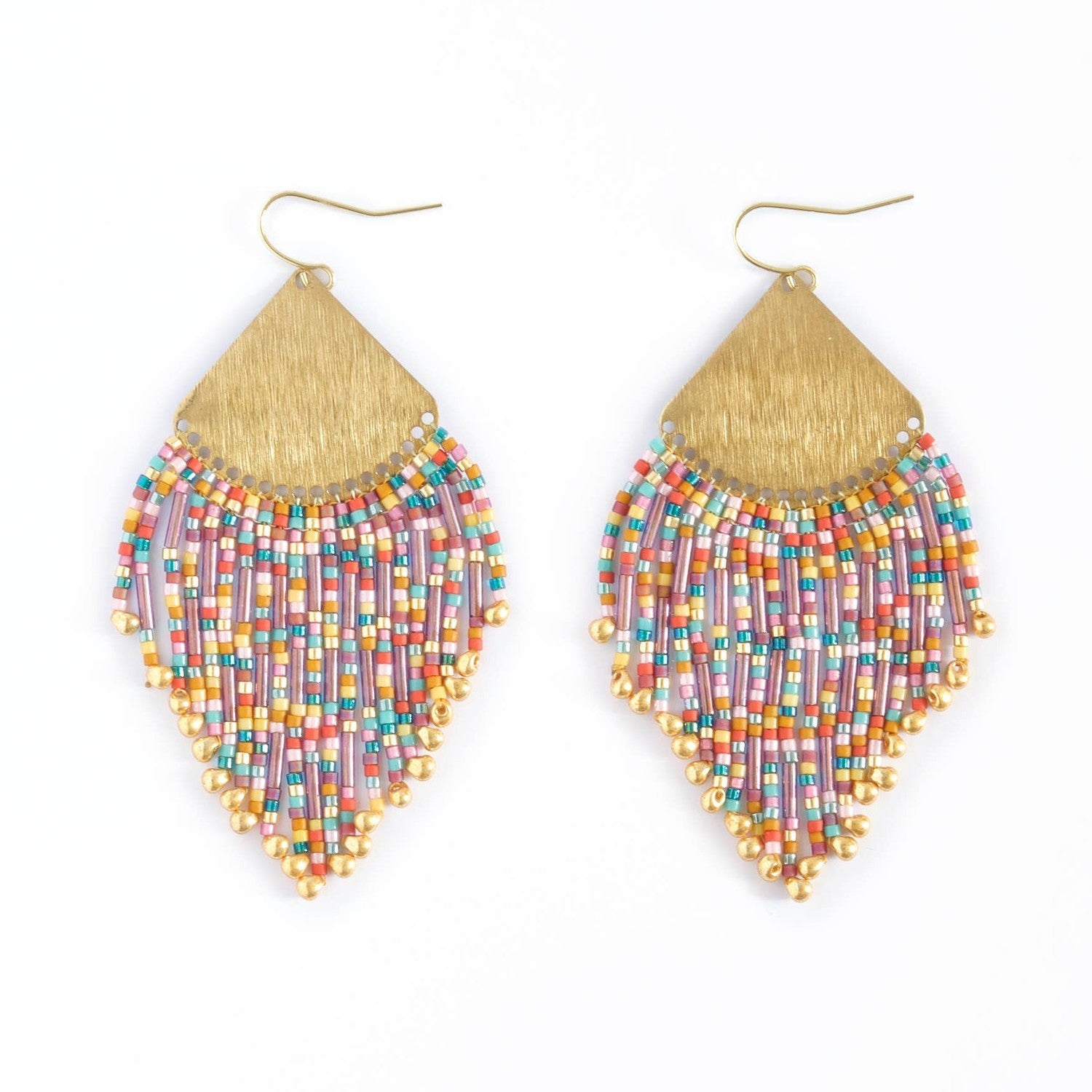 Purple/Rust - Confetti Fringe Earrings