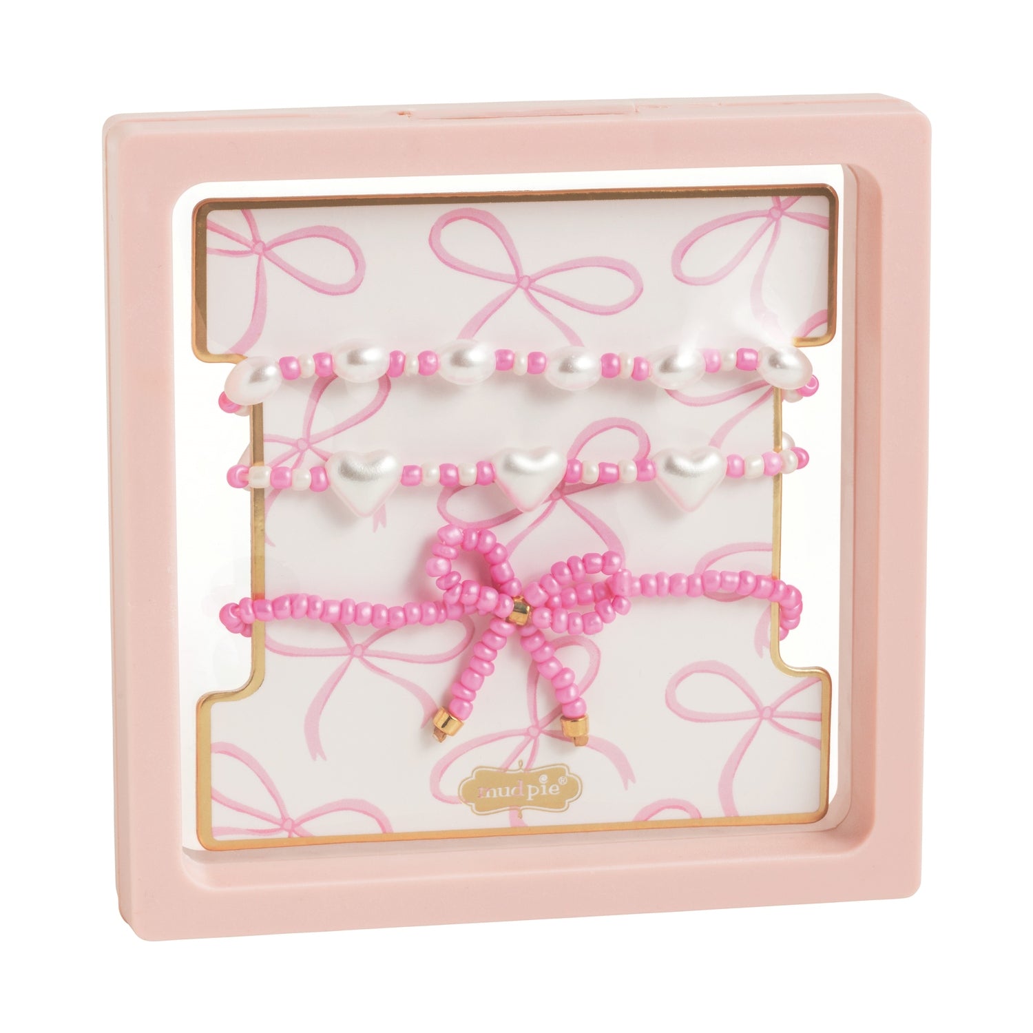 Pink Bow Bracelet Set