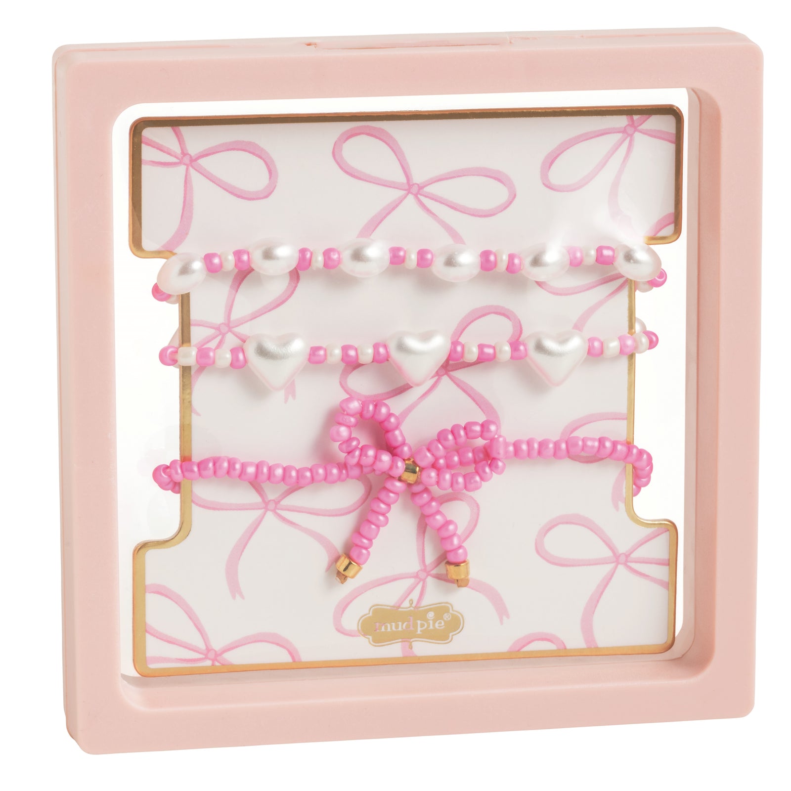 Pink Bow Bracelet Set