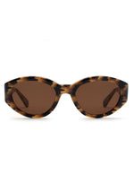 Oval tortoiseshell sunglasses with brown lenses