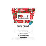 Poppy Salted Caramel popcorn bag in a red and green holiday print