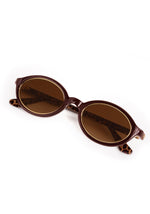 Oval brown sunglasses, folded