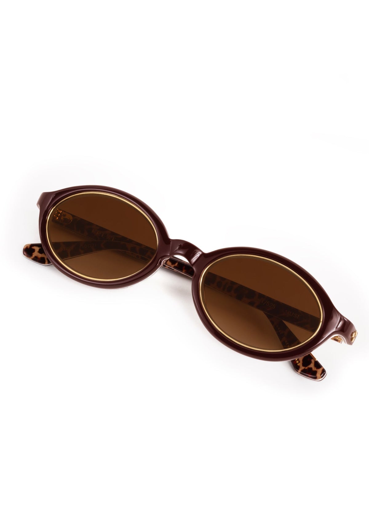 Oval brown sunglasses, folded