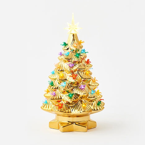 Gold Tree with Bird Lights