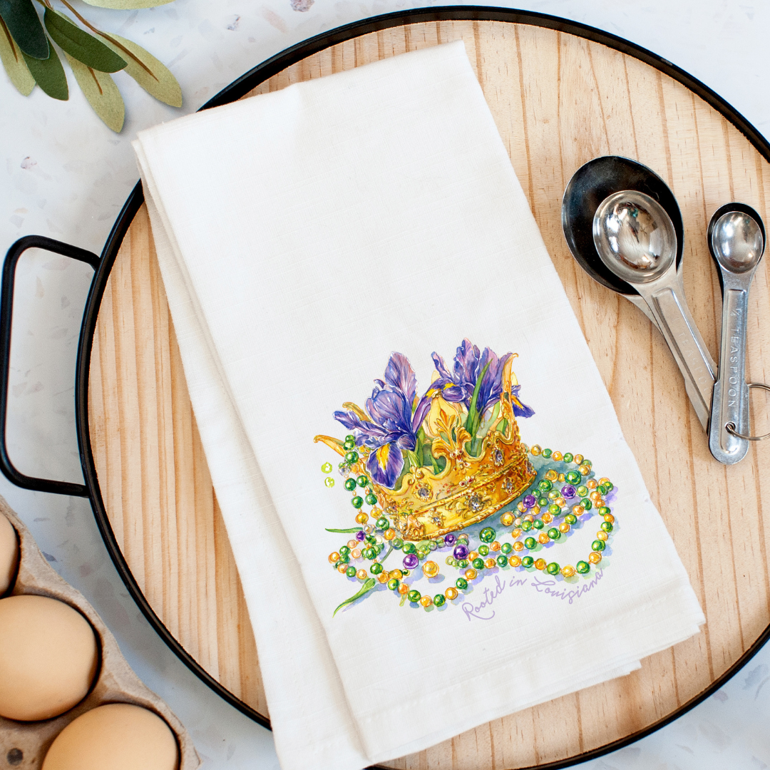 Rooted in LA Iris Crown Kitchen Towel