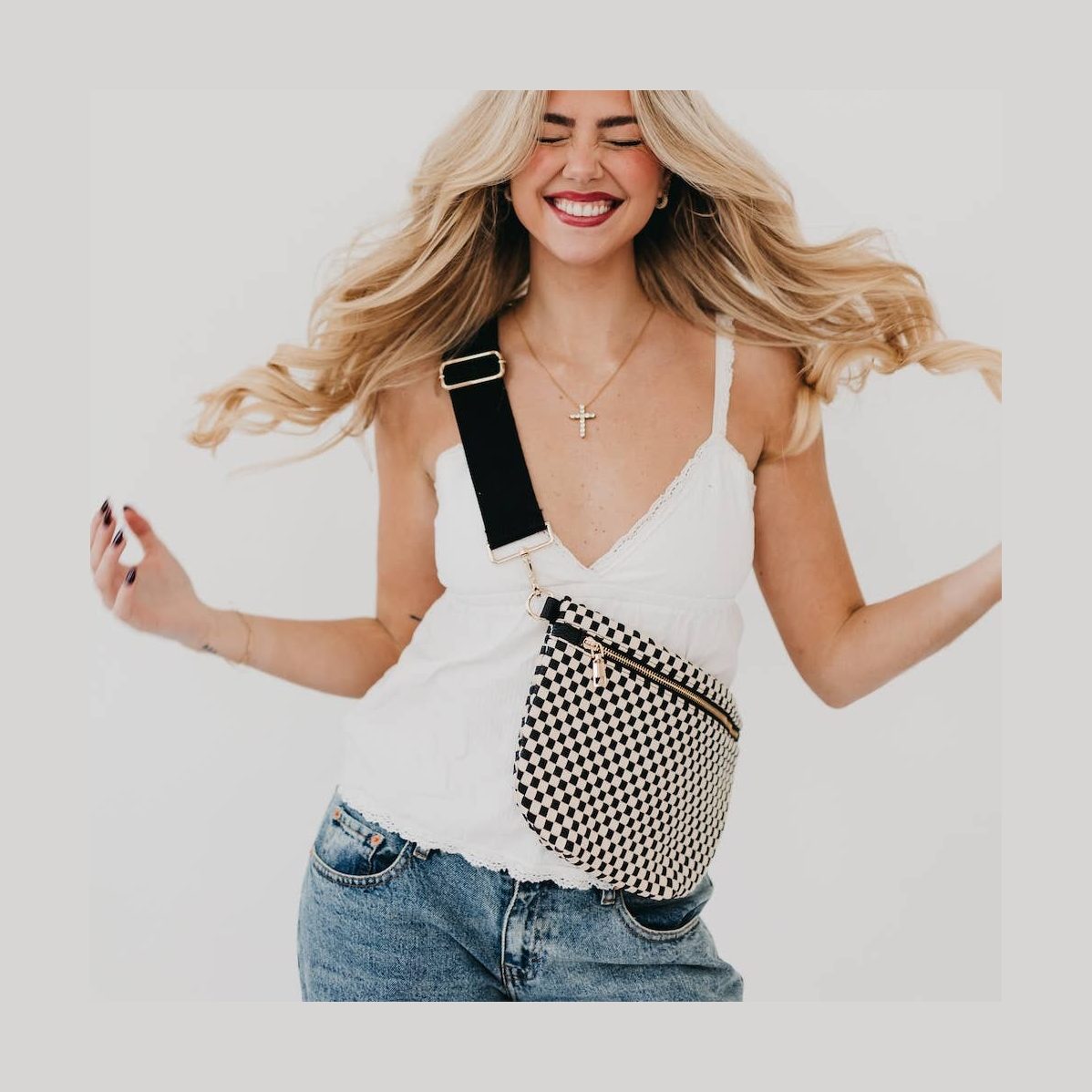Checkered Black - Westlyn Woven Bum Bag