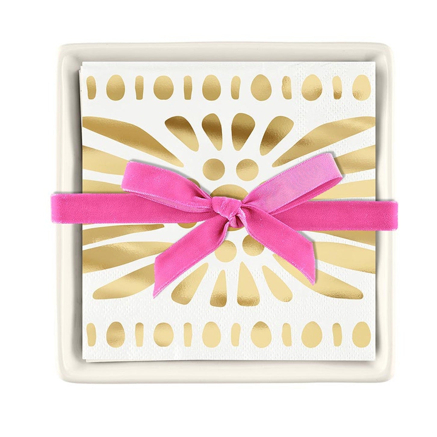 Moroccan Napkin + Ceramic Tray Set