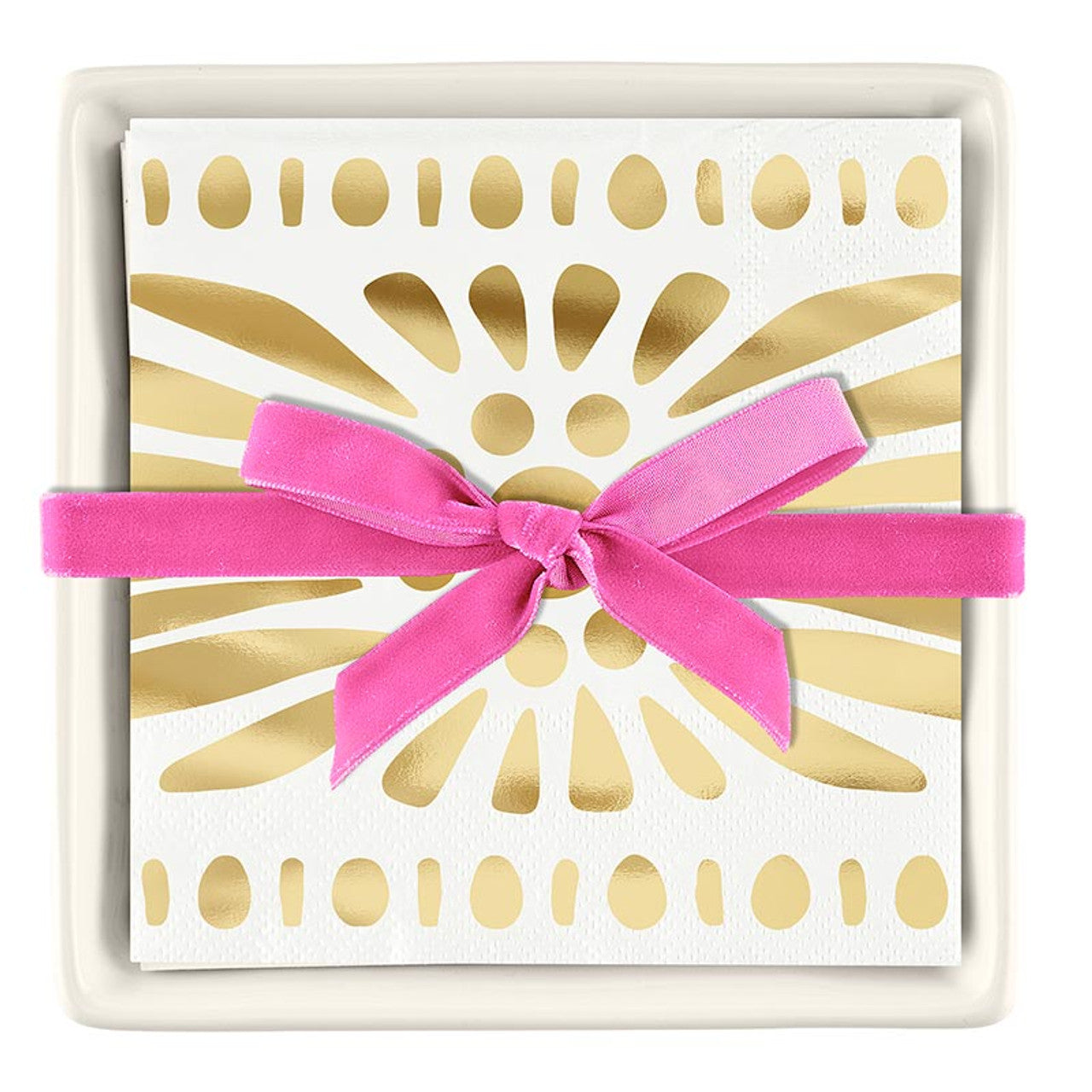 Moroccan Napkin + Ceramic Tray Set