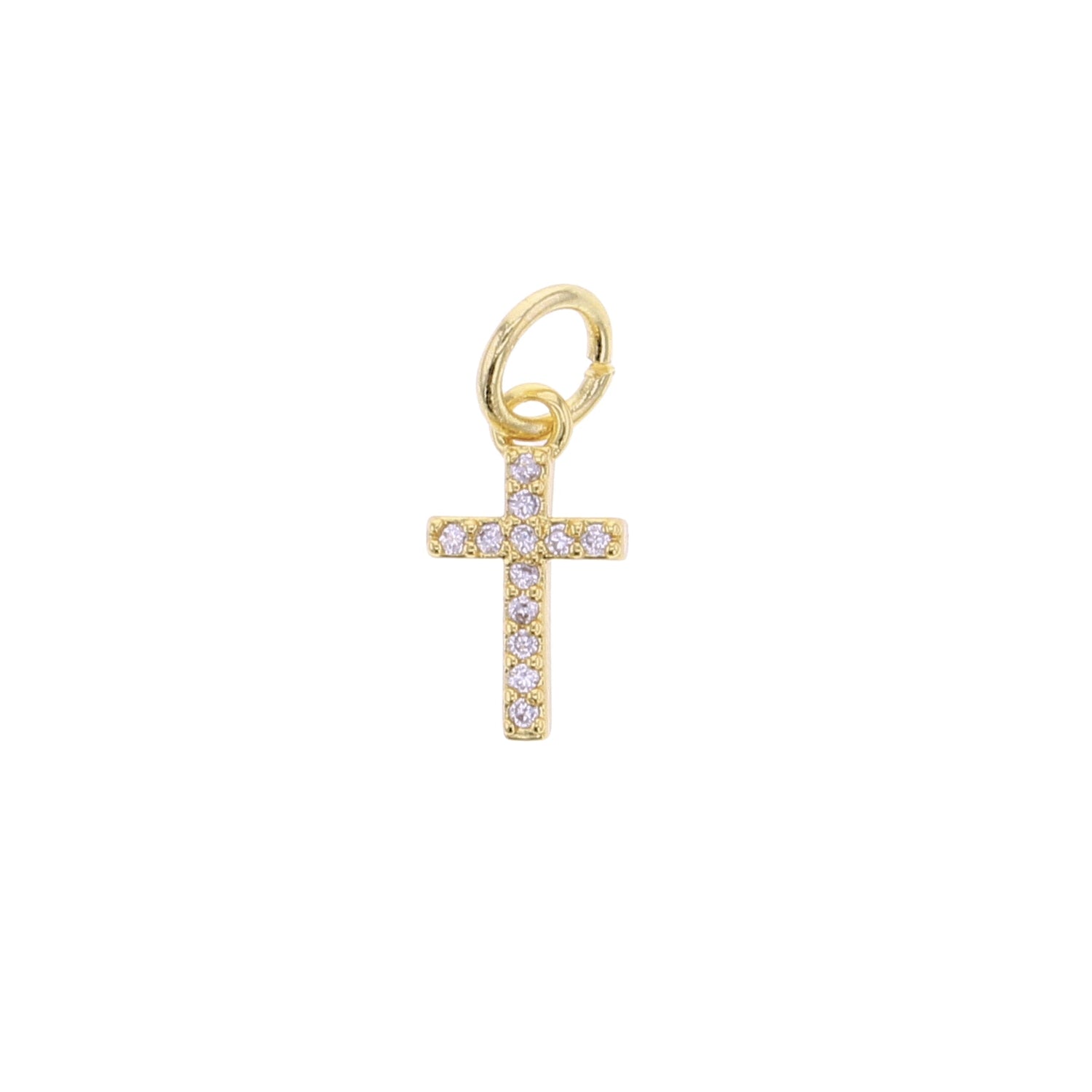 Gold CZ Cross Charm