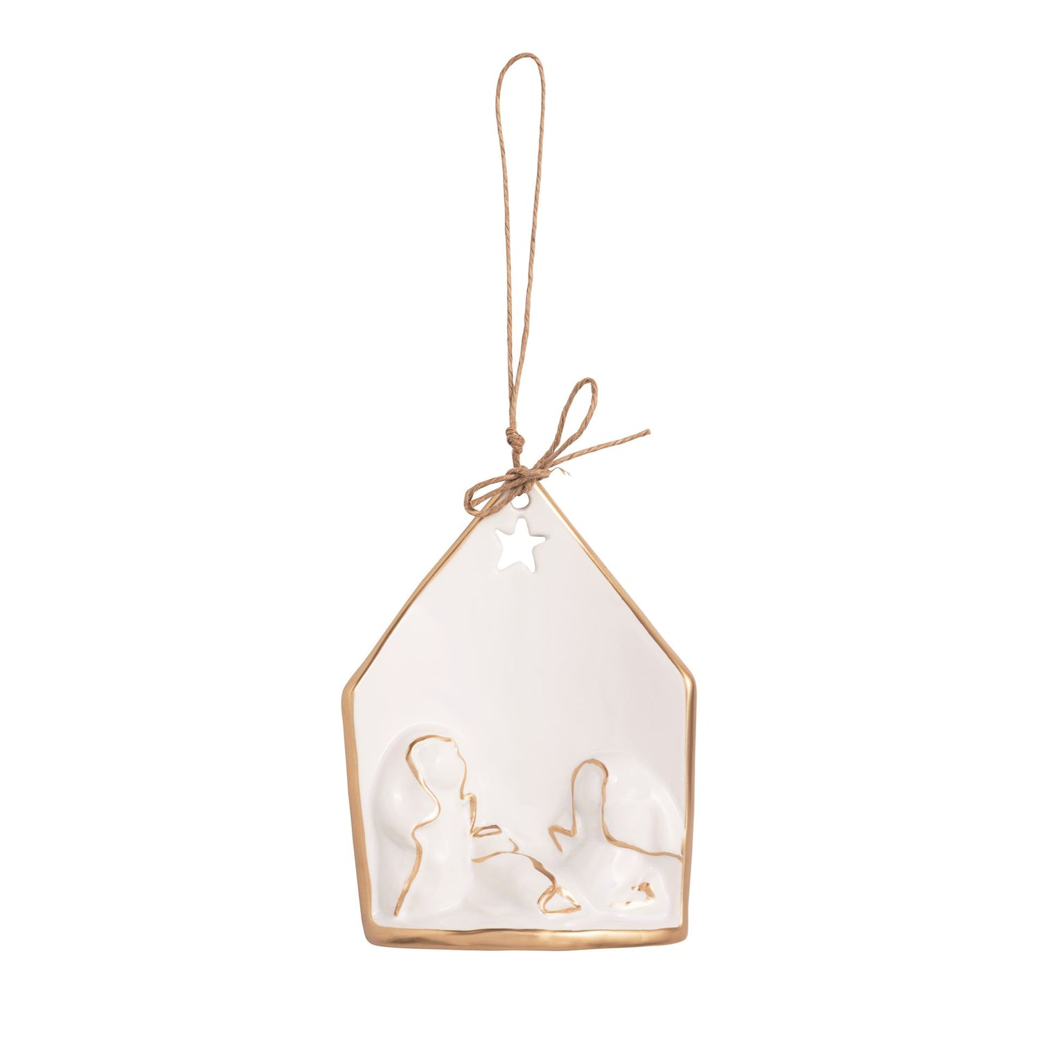 Gold Edge Nativity Ornament