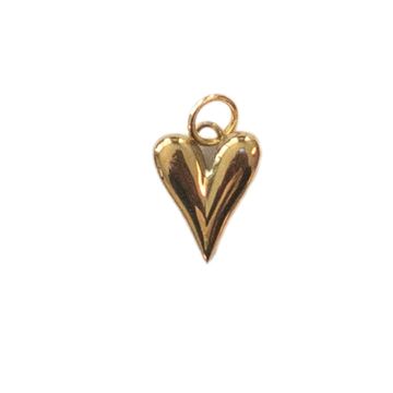 Gold Elongated Puffy Heart Charm