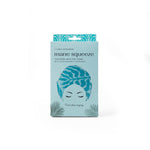 Lemon Lavender Mane Squeeze reversible satin hair towel box in aqua leaf print