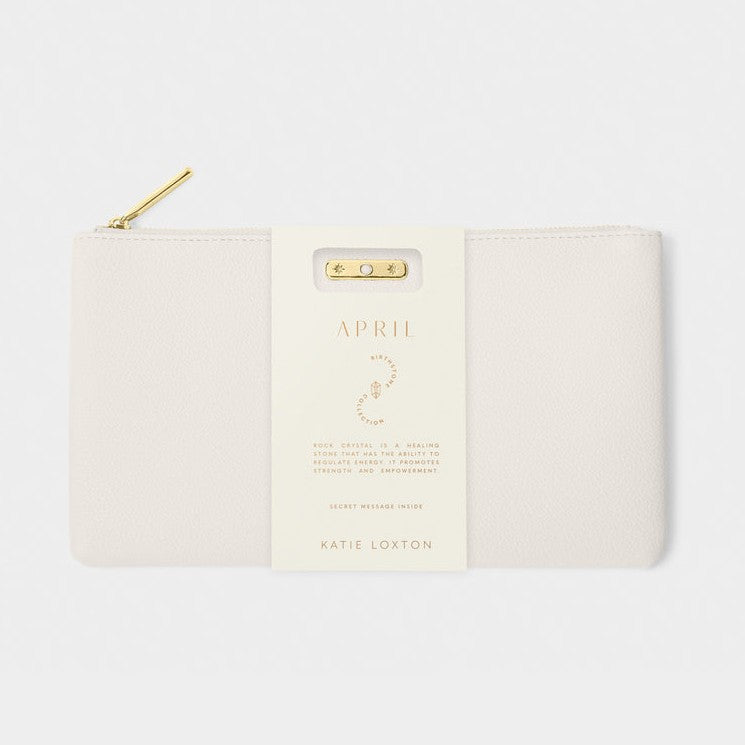 Birthstone Pouch - April - Off White