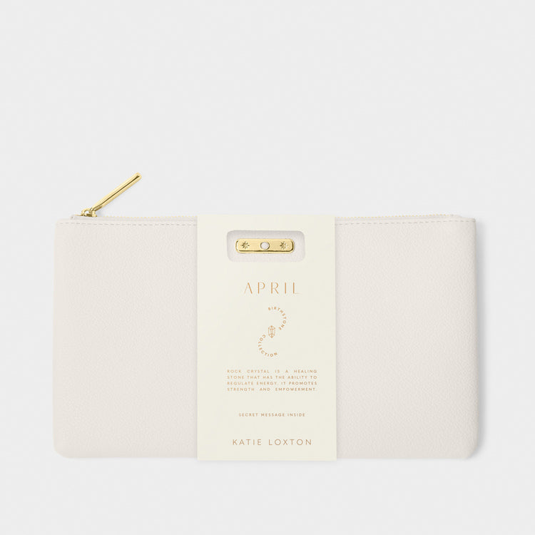 Birthstone Pouch - April - Off White