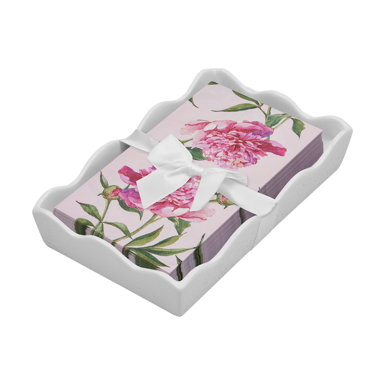 Guest Towel Tray Set  - Pink Peonies