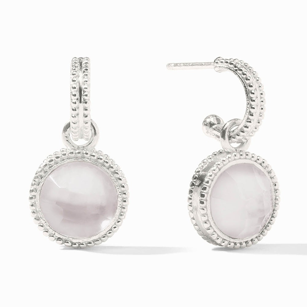Fleur-de-Lis Hoop & Charm Earring Silver Iridescent Cleary Crystal