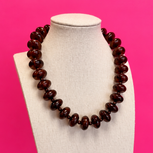 Circle Bauble Ball Necklace - Brown
