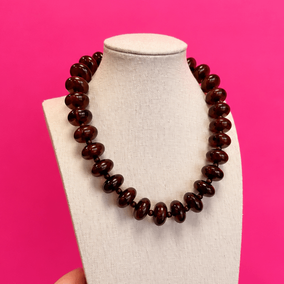 Circle Bauble Ball Necklace - Brown