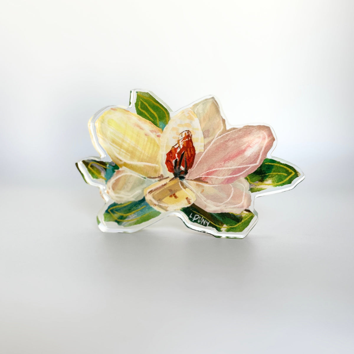 Painted acrylic magnolia bloom block