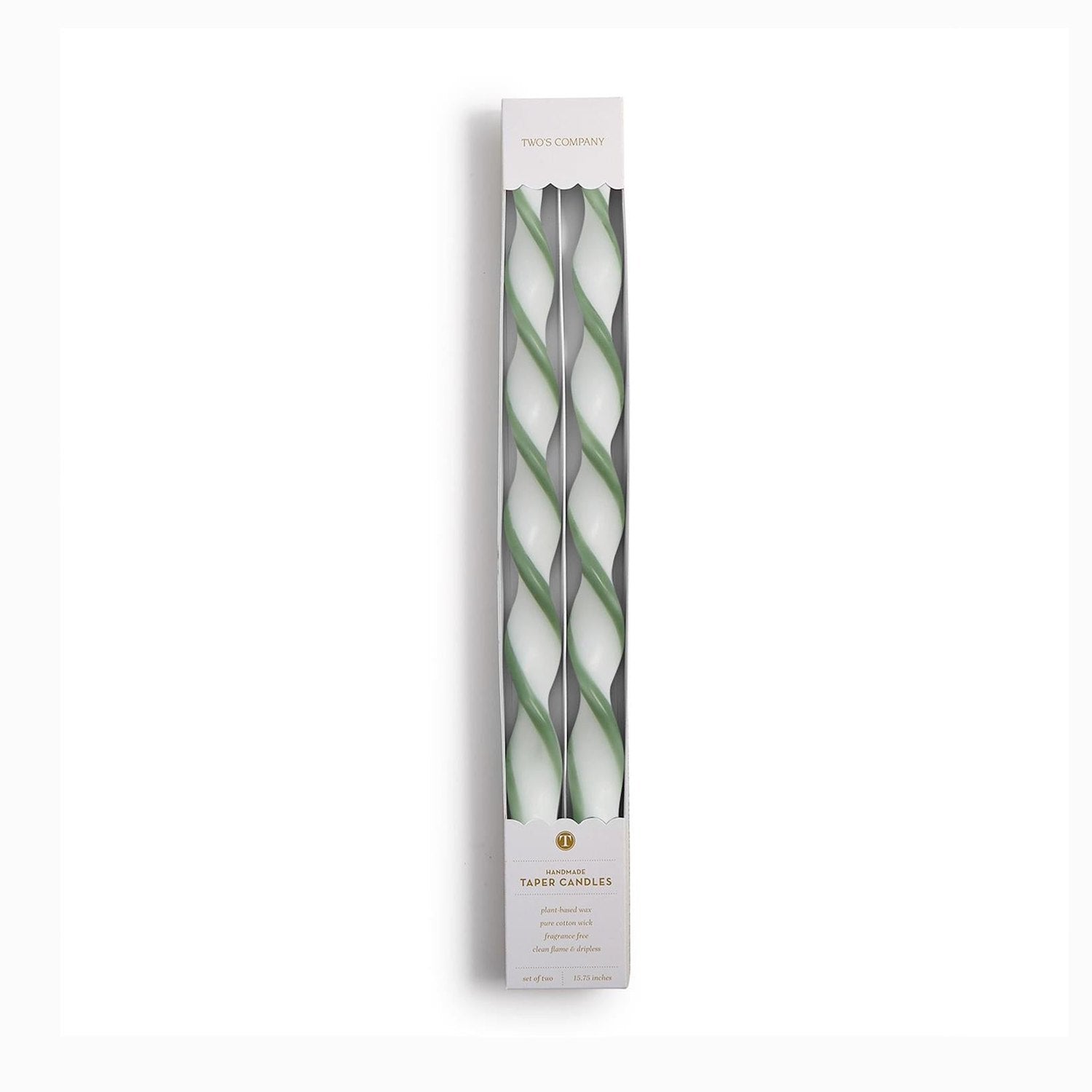 Green Twist and Glow Set of 2 Taper Candles