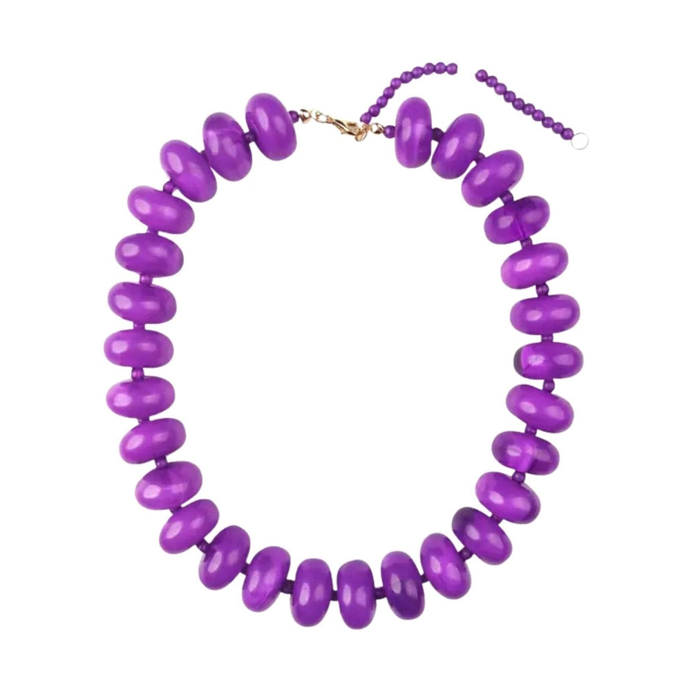 Bailey Chunky Beaded Necklace - Purple