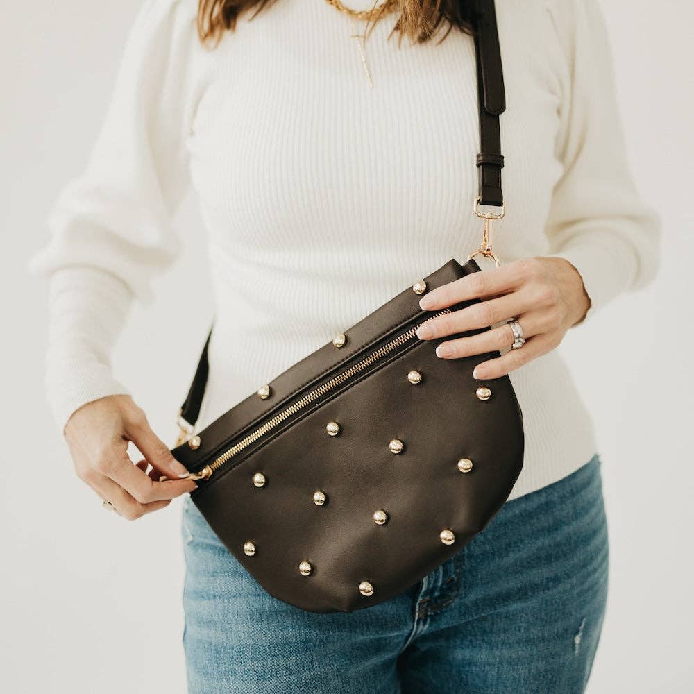 Chocolate - Chic Gold Studded Westlyn Bum Bag