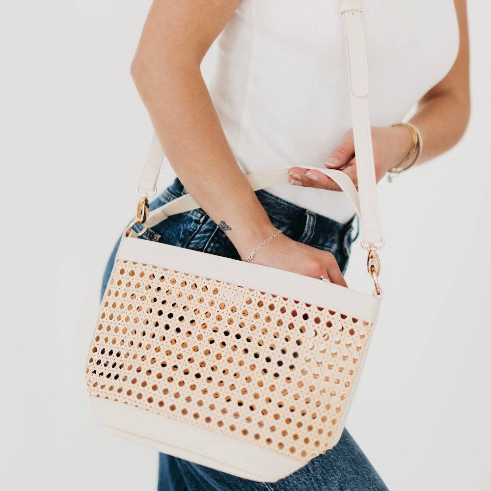 Cream - Bryce Woven Bucket Bag