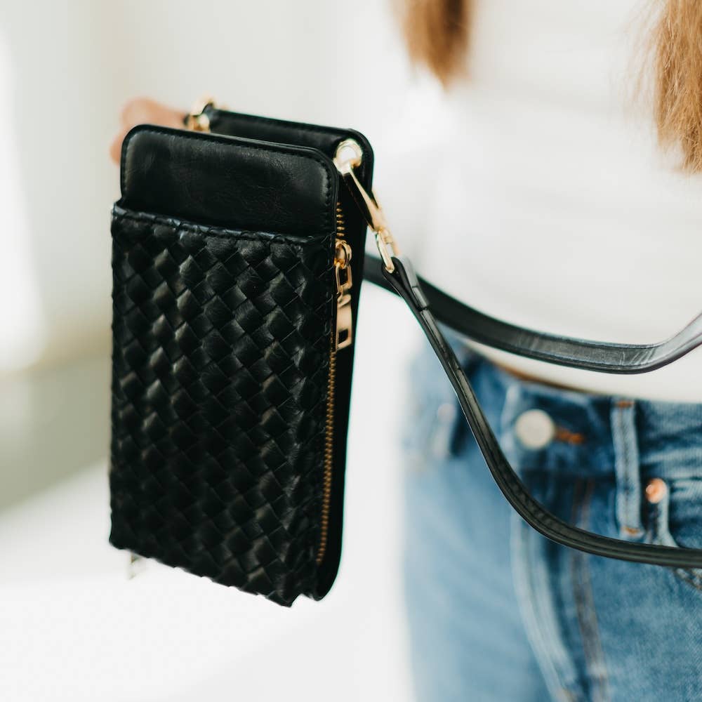 Black - Woven Double Duty Phone Bag