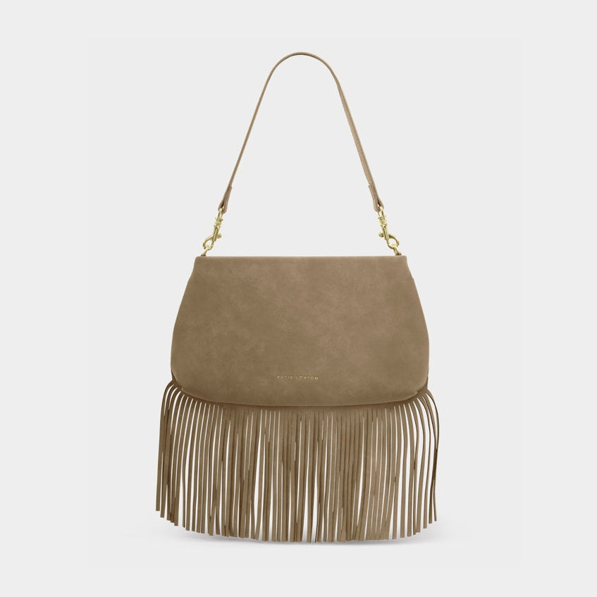 Sm - Cali Fringe Shoulder Bag - Taupe Suedette
