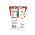 Back of a Poppy Salted Caramel popcorn bag with nutrition facts and brand story