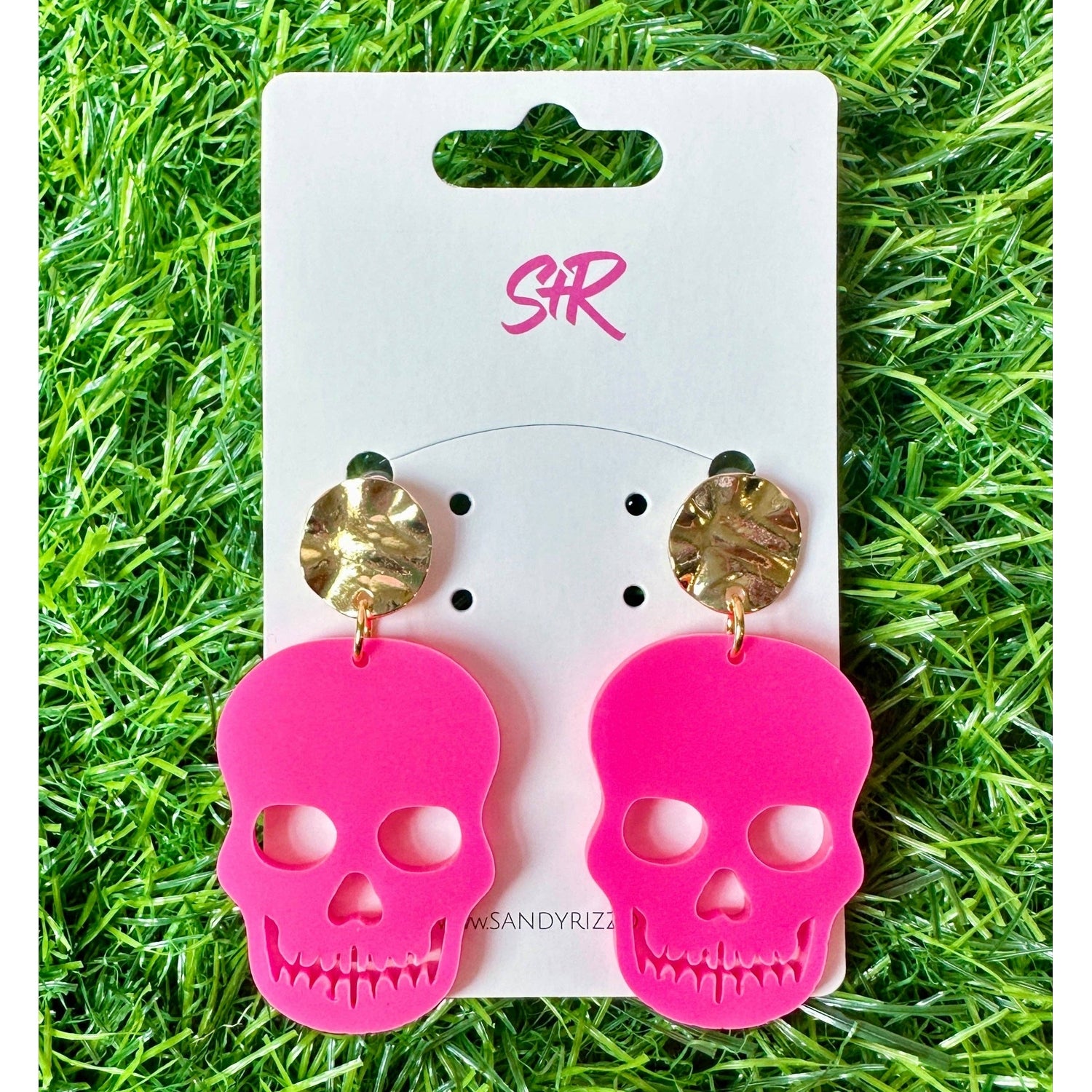 Hot Pink Acrylic Skull Earring