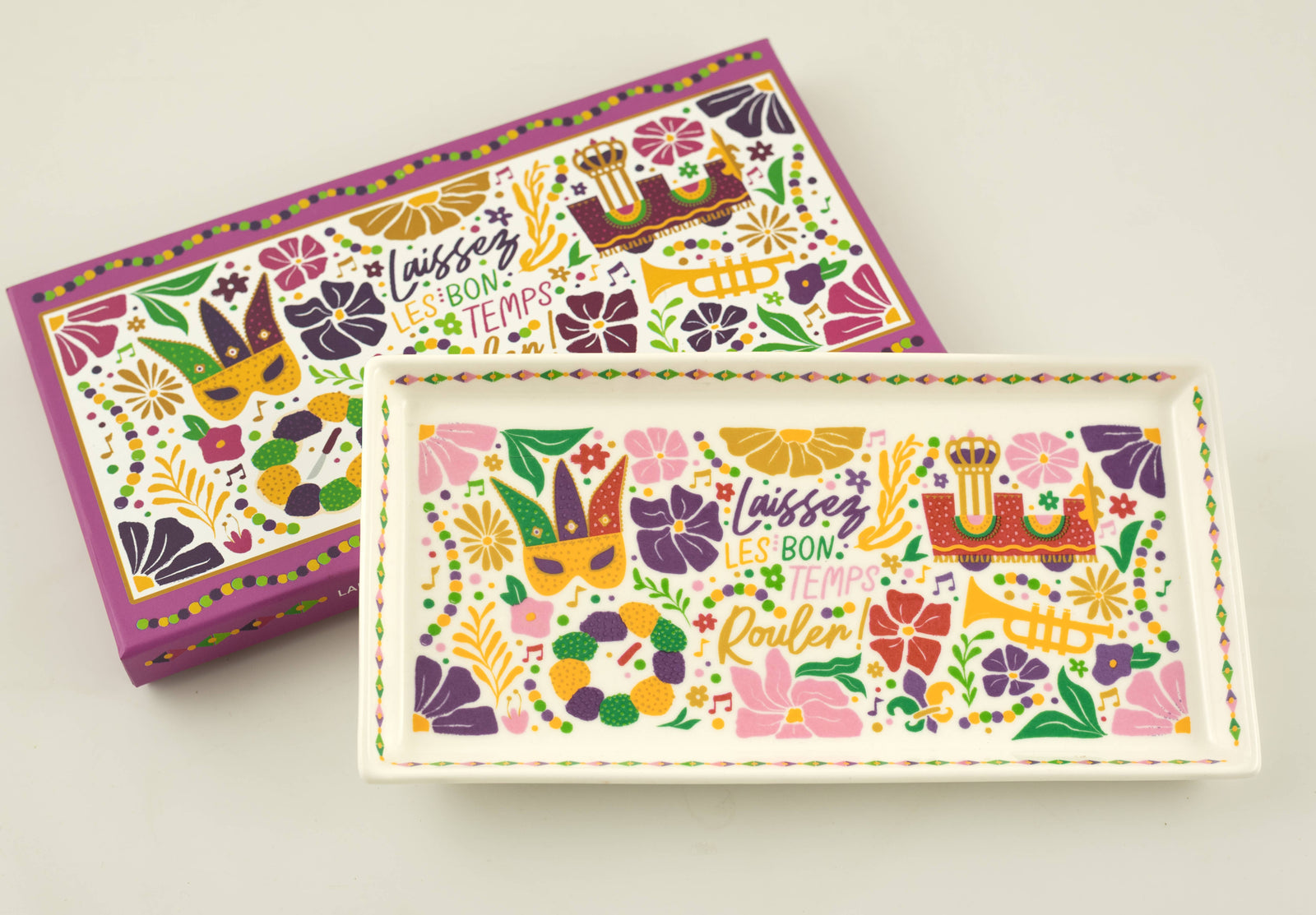 Mardi Gras Flowers Trinket Tray