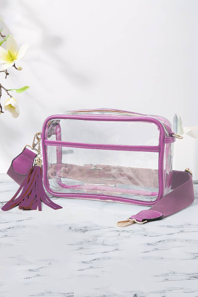 Purple - Clear PU Cross Body Camera Bag